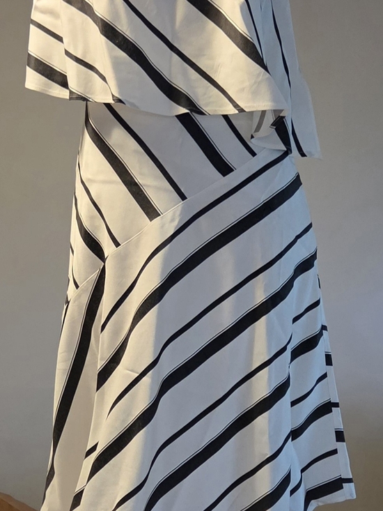 Banana Republic Dresses & Skirts - Banana Republic Spring Wedding Guest Black/Cream Asymmetrical Striped Dress